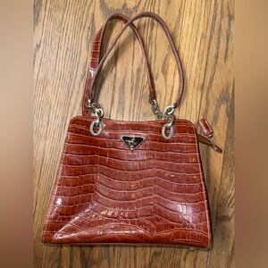 vintage  Croc-Embossed Shoulder Bag